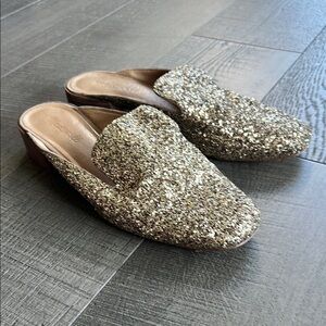 Madewell Gold Glitter Mules